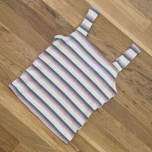 SO Striped Square Neck Ribbed Cropped Tank Top Women’s S
